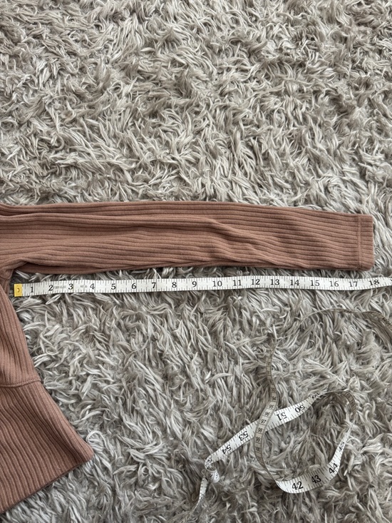 Abercrombie & Fitch Brown Ribbed Knot Front Long Sleeve Top - Picture 6 of 7